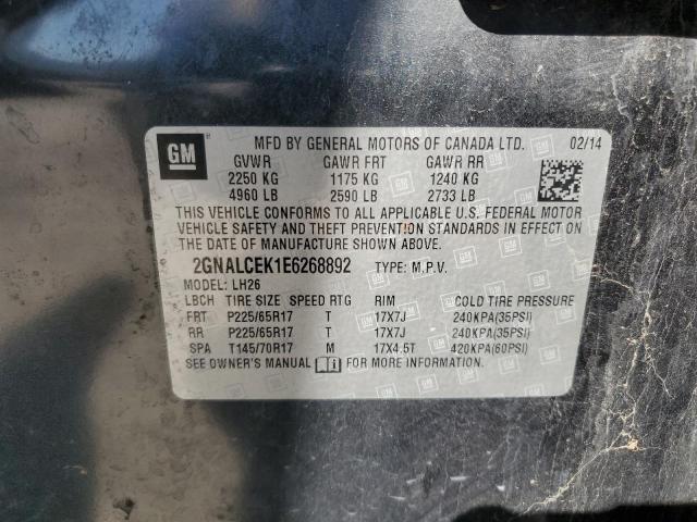 2GNALCEK1E6268892 - 2014 CHEVROLET EQUINOX LT CHARCOAL photo 13