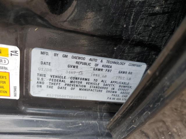 KL1TD56678B207616 - 2008 CHEVROLET AVEO BASE Qara foto 12