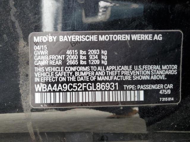 WBA4A9C52FGL86931 - 2015 BMW 428 I GRAN COUPE SULEV BLACK photo 12