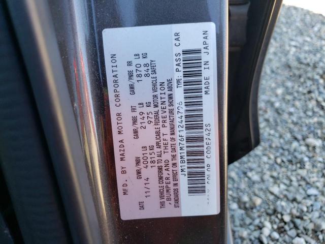 JM1BM1M76F1244796 - 2015 MAZDA 3 GRAND TOURING GRAY photo 12