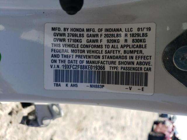 19XFC2F88KE019366 - 2019 HONDA CIVIC SPORT Blanco foto 12