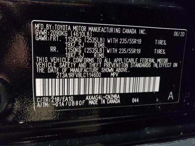 2T3A1RFV8LC114600 - 2020 TOYOTA RAV4 XLE PREMIUM BLACK photo 12