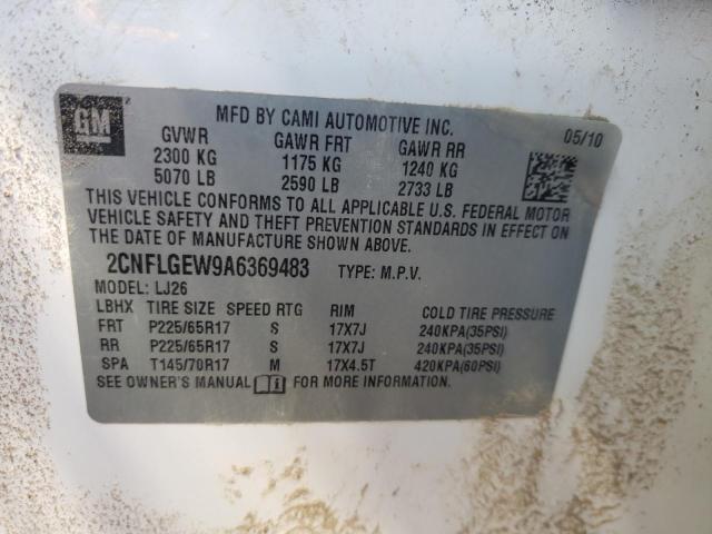 2CNFLGEW9A6369483 - 2010 CHEVROLET EQUINOX LTZ WHITE photo 13