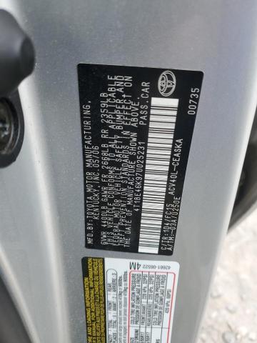4T1BE46K97U025231 - 2007 TOYOTA CAMRY CE ნაცრისფერი ფოტო 12