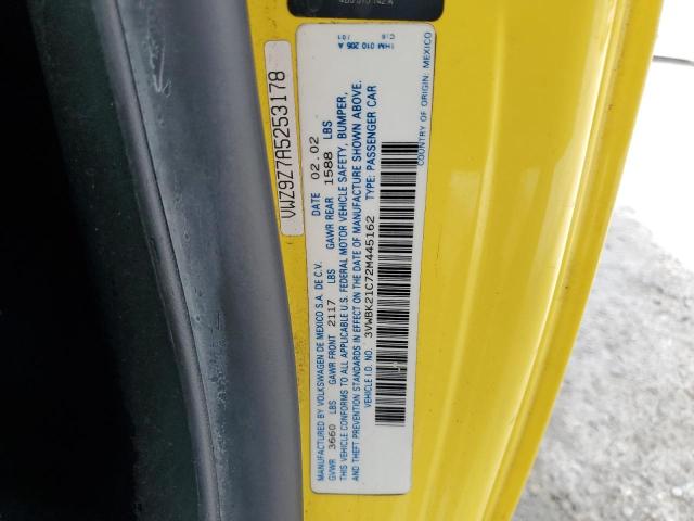 3VWBK21C72M445162 - 2002 VOLKSWAGEN NEW BEETLE GL 黄色 照片 12