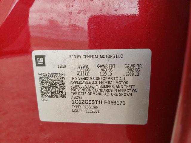 1G1ZG5ST1LF066171 - 2020 CHEVROLET MALIBU RS 栗色 照片 12