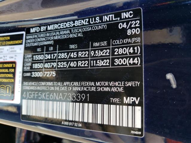 4JGFF5KE6NA733391 - 2022 MERCEDES-BENZ GLS 450 4MATIC BLUE photo 13