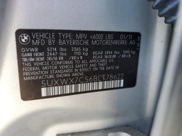 5UXWX7C56BLT78622 - 2011 BMW X3 XDRIVE35I Күміс фото 14