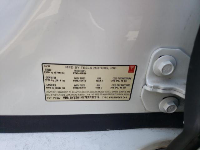 5YJSA1H17EFP37214 - 2014 TESLA MODEL S თეთრი ფოტო 13