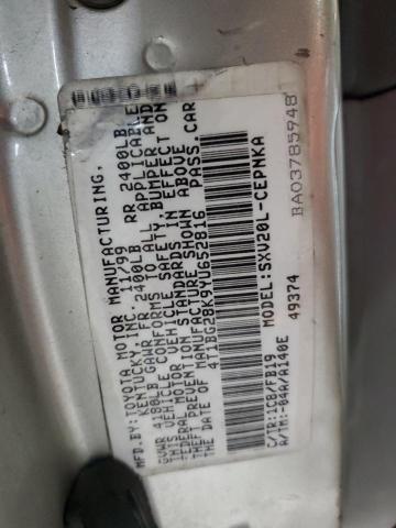 4T1BG28K9YU652816 - 2000 TOYOTA CAMRY CE SILVER photo 12