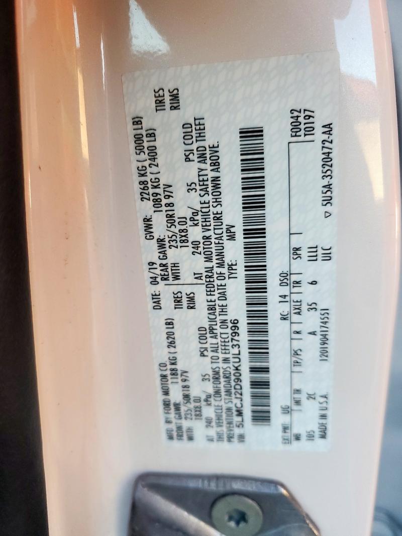 5LMCJ2D90KUL37996 - 2019 LINCOLN MKC SELECT WHITE photo 13