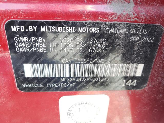 ML32AUHJXPH001245 - 2023 MITSUBISHI MIRAGE ES RED photo 13