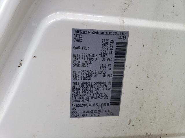 5N1DR2MM5KC654098 - 2019 NISSAN PATHFINDER S 白色 照片 13