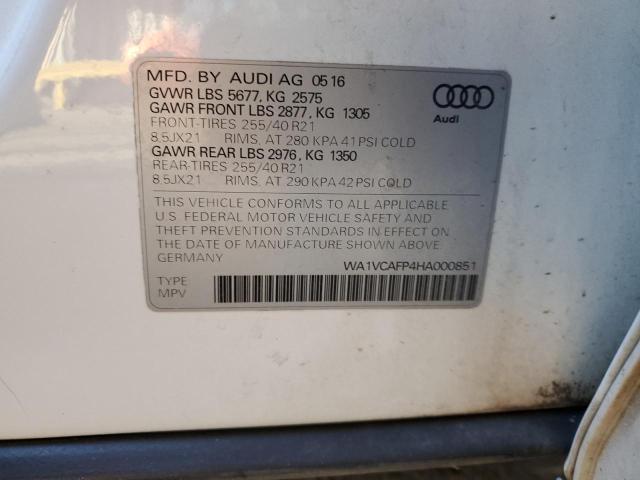 WA1VCAFP4HA000851 - 2017 AUDI SQ5 PRESTIGE 白色 照片 13