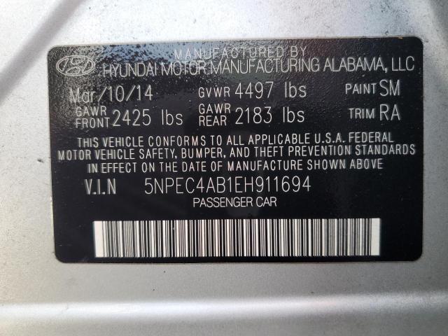 5NPEC4AB1EH911694 - 2014 HYUNDAI SONATA SE SILVER photo 12