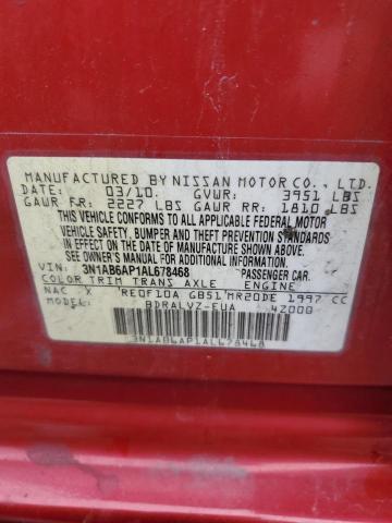 3N1AB6AP1AL678468 - 2010 NISSAN SENTRA 2.0 RED photo 12