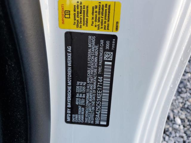 WBA4Z5C51KEE17144 - 2019 BMW 440I WHITE photo 13