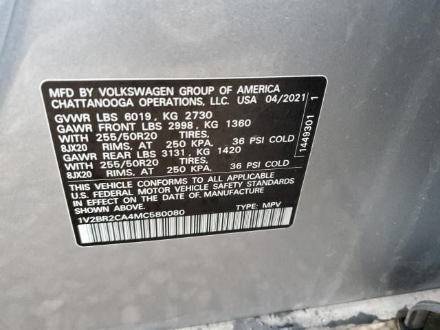 1V2BR2CA4MC580080 - 2021 VOLKSWAGEN ATLAS SEL SILVER photo 14