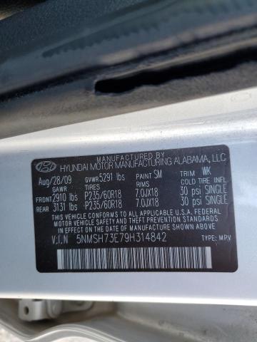 5NMSH73E79H314842 - 2009 HYUNDAI SANTA FE SE SILVER photo 13