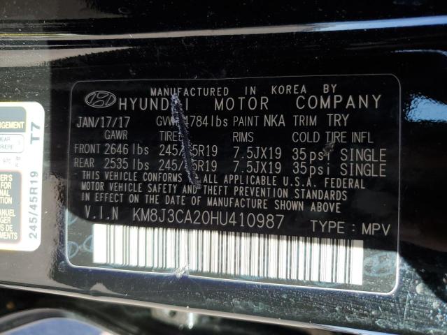 KM8J3CA20HU410987 - 2017 HYUNDAI TUCSON LIMITED BLACK photo 13