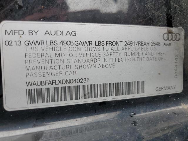 WAUBFAFLXDN040235 - 2013 AUDI A4 PREMIUM BLACK photo 12