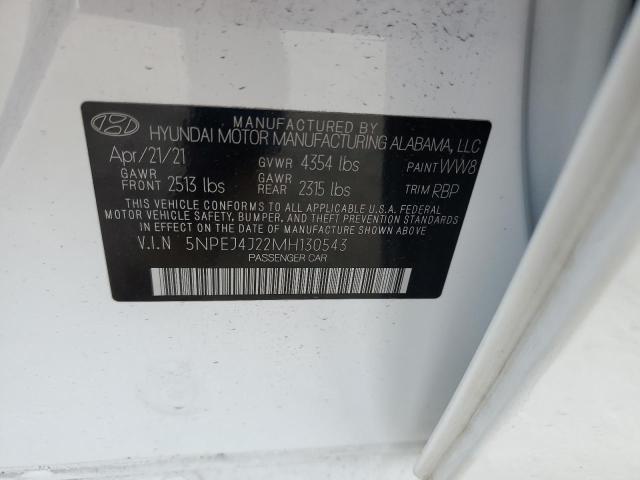 5NPEJ4J22MH130543 - 2021 HYUNDAI SONATA SEL PLUS WHITE photo 13