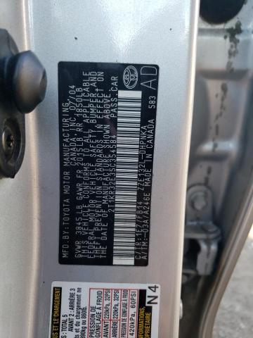 2T1KR32E35C354584 - 2005 TOYOTA COROLLA MA XR SILVER photo 12