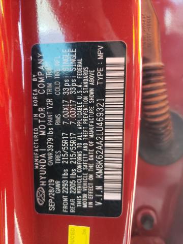 KM8K62AA2LU469321 - 2020 HYUNDAI KONA SEL PLUS RED photo 14