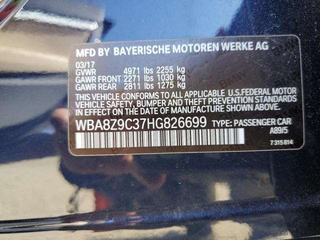 WBA8Z9C37HG826699 - 2017 BMW 330 XIGT BLUE photo 12