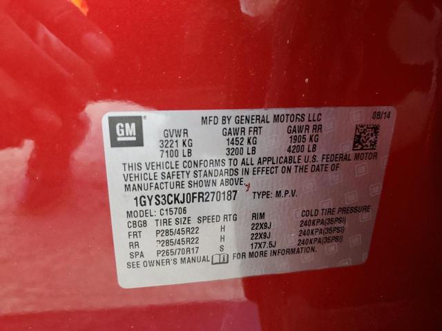 1GYS3CKJ0FR270187 - 2015 CADILLAC ESCALADE PREMIUM RED photo 14