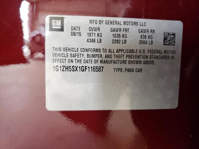 1G1ZH5SX1GF116587 - 2016 CHEVROLET MALIBU PREMIER MAROON photo 12