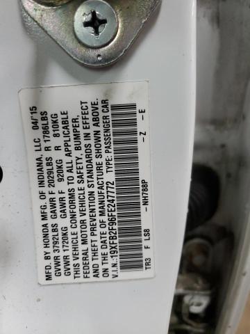 19XFB2F96FE247772 - 2015 HONDA CIVIC EXL WHITE photo 13