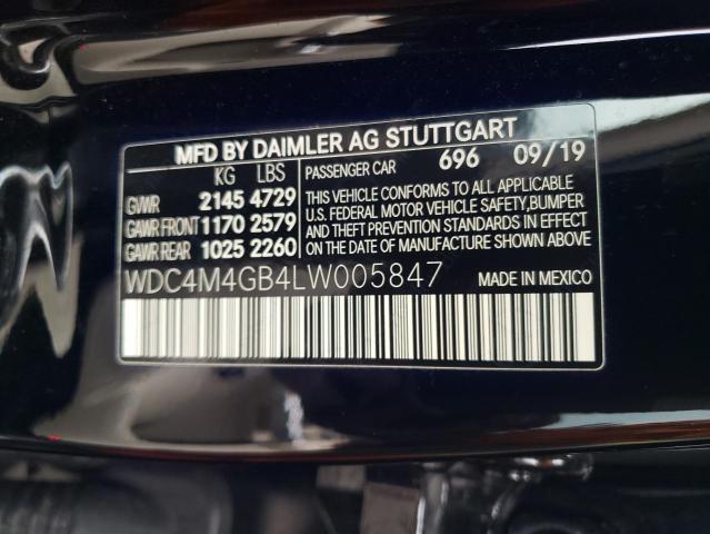 WDC4M4GB4LW005847 - 2020 MERCEDES-BENZ GLB 250 BLACK photo 12