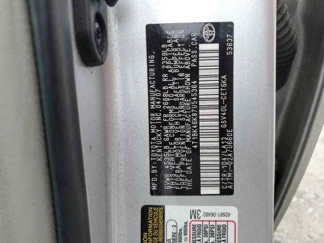 4T1BK46K87U545364 - 2007 TOYOTA CAMRY LE SILVER photo 13