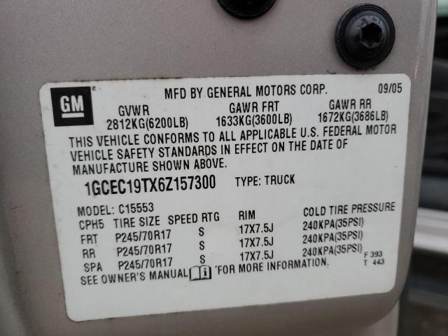1GCEC19TX6Z157300 - 2006 CHEVROLET SILVERADO C1500 SILVER photo 12