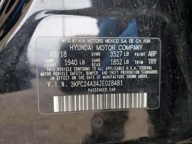 3KPC24A34JE028481 - 2018 HYUNDAI ACCENT SE BLACK photo 12