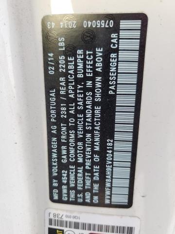 WVWFW8AH9EV004182 - 2014 VOLKSWAGEN EOS LUX WHITE photo 12