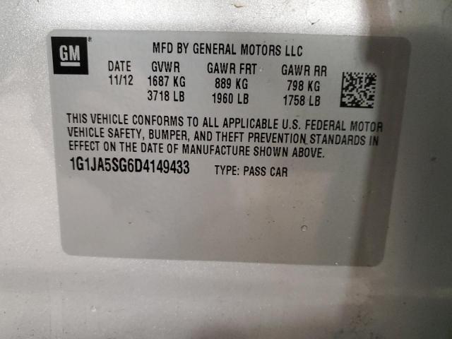 1G1JA5SG6D4149433 - 2013 CHEVROLET SONIC LS SILVER photo 12