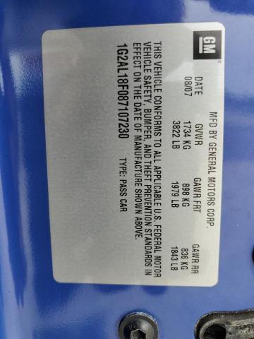 1G2AL18F087107230 - 2008 PONTIAC G5 Mavi fotoğraf 12