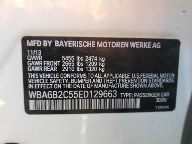 WBA6B2C55ED129663 - 2014 BMW 650 I GRAN COUPE WHITE photo 12