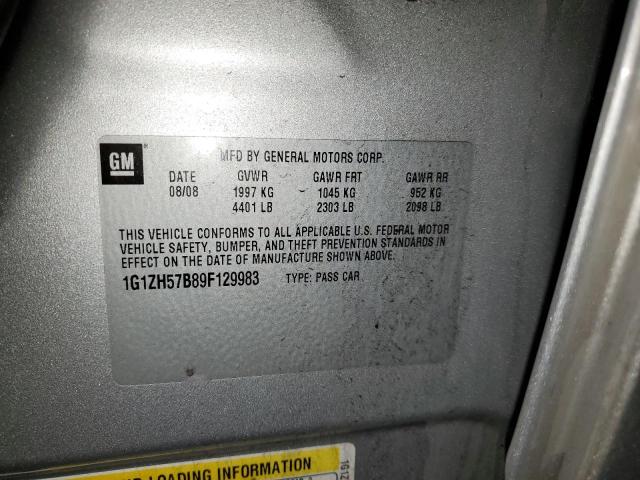 1G1ZH57B89F129983 - 2009 CHEVROLET MALIBU 1LT 银色 照片 12