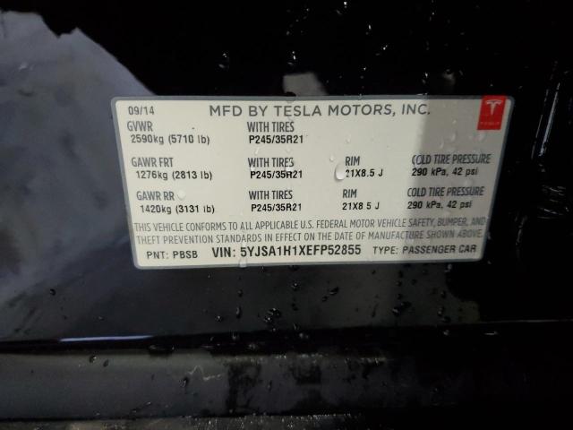 5YJSA1H1XEFP52855 - 2014 TESLA MODEL S 黑色 照片 12
