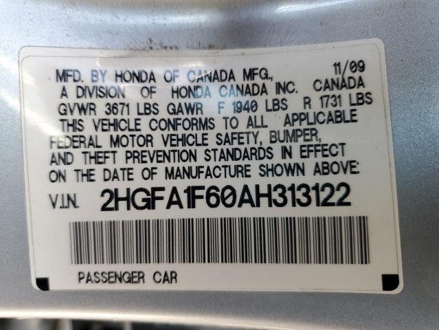 2HGFA1F60AH313122 - 2010 HONDA CIVIC LX-S 银色 照片 13