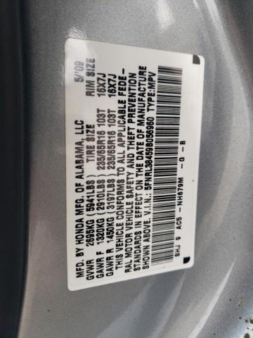 5FNRL38459B056960 - 2009 HONDA ODYSSEY EX SILVER photo 13