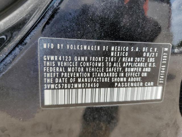 3VWC57BU2MM078450 - 2021 VOLKSWAGEN JETTA S BLACK photo 13