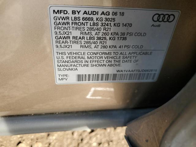 WA1VAAF73JD052515 - 2018 AUDI Q7 PRESTIGE 米色 照片 12