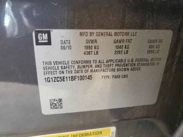 1G1ZC5E11BF100145 - 2011 CHEVROLET MALIBU 1LT GRAY photo 12