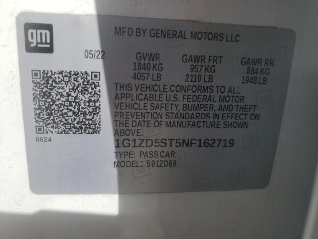 1G1ZD5ST5NF162719 - 2022 CHEVROLET MALIBU LT WHITE photo 13