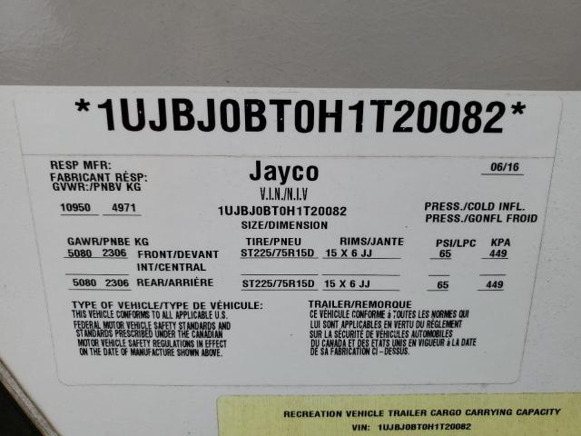 1UJBJ0BT0H1T20082 - 2017 JAYCO JAYCO BEIGE photo 10