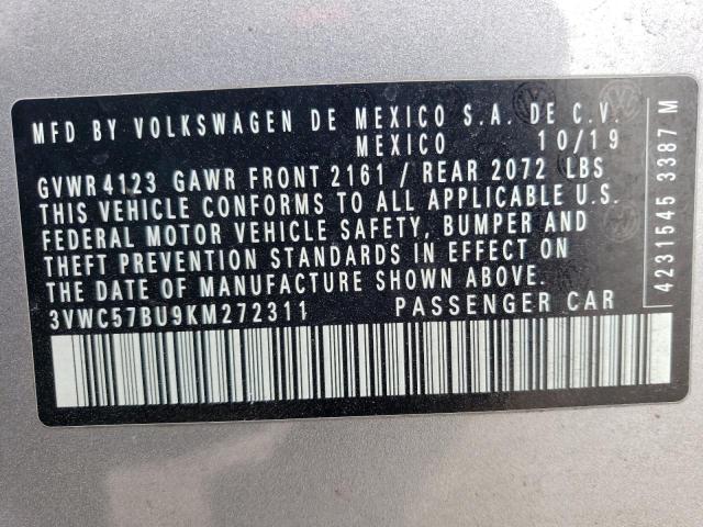 3VWC57BU9KM272311 - 2019 VOLKSWAGEN JETTA S SILVER photo 13